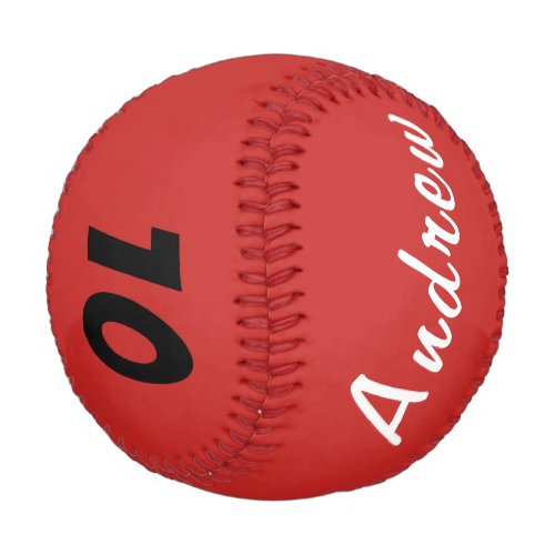 Custom Baseball with Name and Number Red - Custom Baseball with Name and Number Red. A simple personalized baseball with name and number. You can make your own unique baseball with name and age number or any other number for any occasion you want. In red, white and black colors. Great gift idea for boys, girls, men or women. Great as a birthday present.