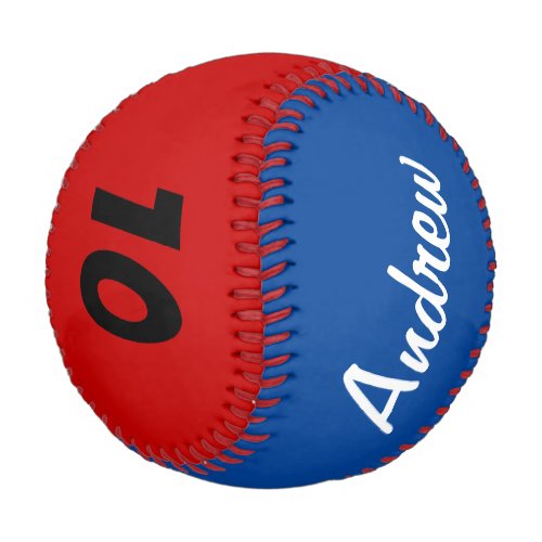 Custom Baseball with Name Number Blue Red - Custom Baseball with Name Number Blue Red. A simple personalized baseball with name and number. You can make your own unique baseball with name and age number or any other number for any occasion you want. In blue, red, white and black colors. Great gift idea for boys, girls, men or women. Great as a birthday present.