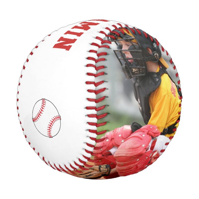 Custom Baseball with Name Number Photo Kids (Angled)