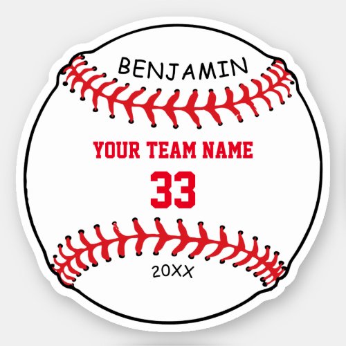 Custom Baseball with Name Team Number Kids Sticker