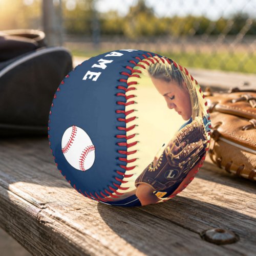 Custom Baseball with Team Name Number Photo