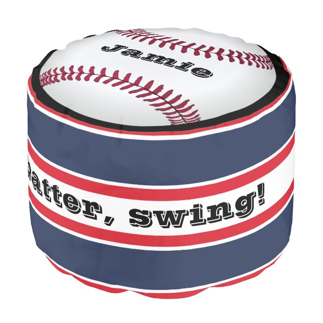 Custom Baseball Your Name Footstool Home Run! Pouf (Angled Front)
