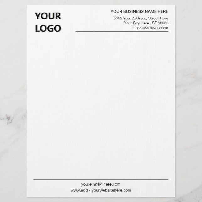 Custom Basic Classic Business Letterhead with Logo (Front)