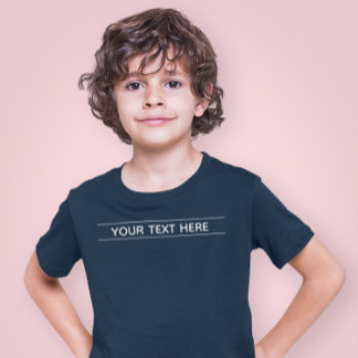 Custom Basic Dark Navy Blue Add Your Text Kid Boy T-Shirt