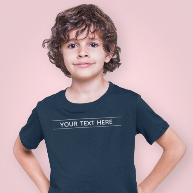 Custom Basic Dark Navy Blue Add Your Text Kid Boy T-Shirt (Custom Basic Dark Navy Blue Add Your Text Kid Boy T-Shirt)