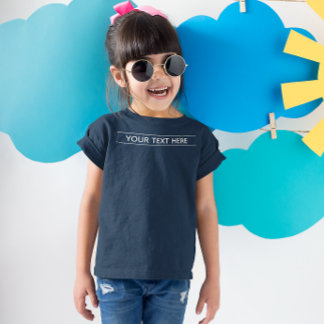 Custom Basic Dark Navy Blue Add Your Text Kid Girl T-Shirt