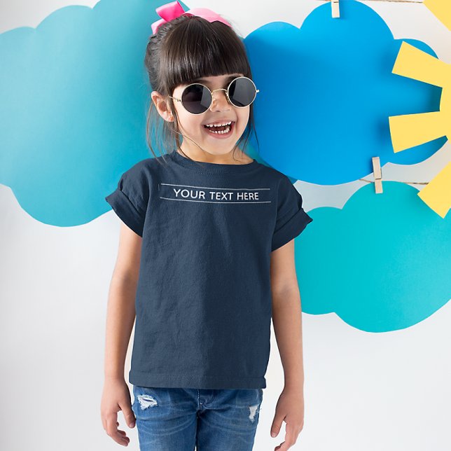 Custom Basic Dark Navy Blue Add Your Text Kid Girl T-Shirt (Custom Basic Dark Navy Blue Add Your Text Kid Girl T-Shirt)