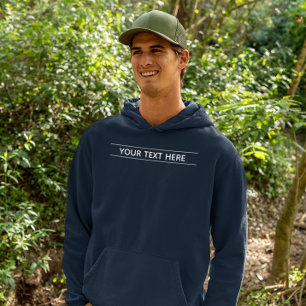 Custom Basic Dark Navy Blue Add Your Text Men's Hoodie