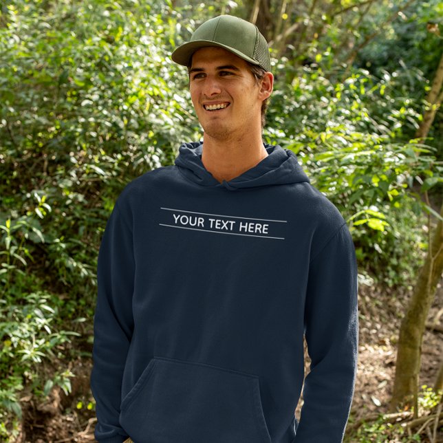 Custom Basic Dark Navy Blue Add Your Text Men's Hoodie (Custom Basic Dark Navy Blue Add Your Text Men's Hoodie)