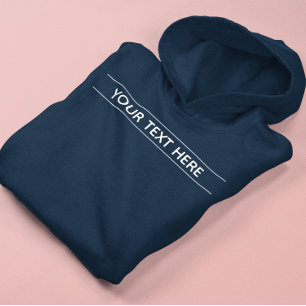 Custom Basic Dark Navy Blue Add Your Text Women's Hoodie
