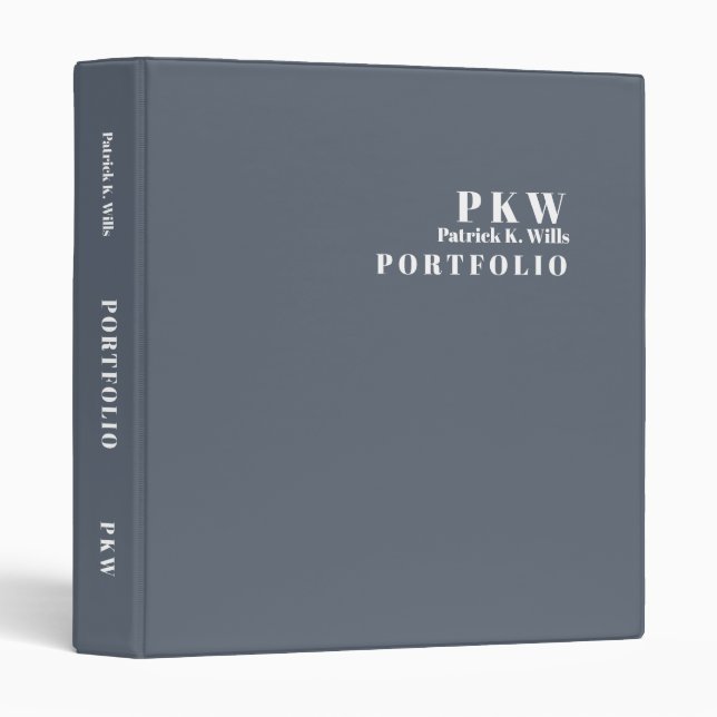 Custom Basic Simple Bluish Gray Portfolio Binder (Front/Spine)