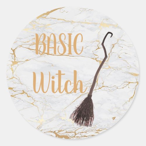 Custom BASIC WITCH Broom Funny Cool Aesthetic Cute Classic Round Sticker