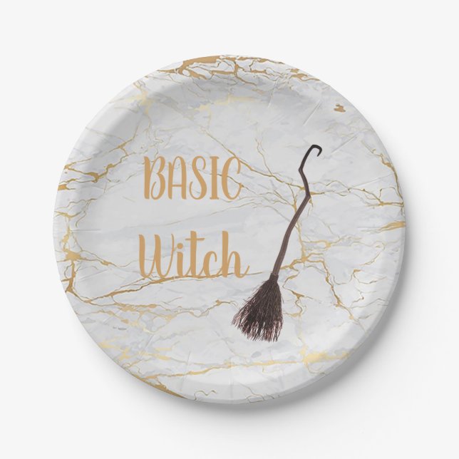 Custom BASIC WITCH Broom Funny Cool Aesthetic Cute Paper Plates (Front)