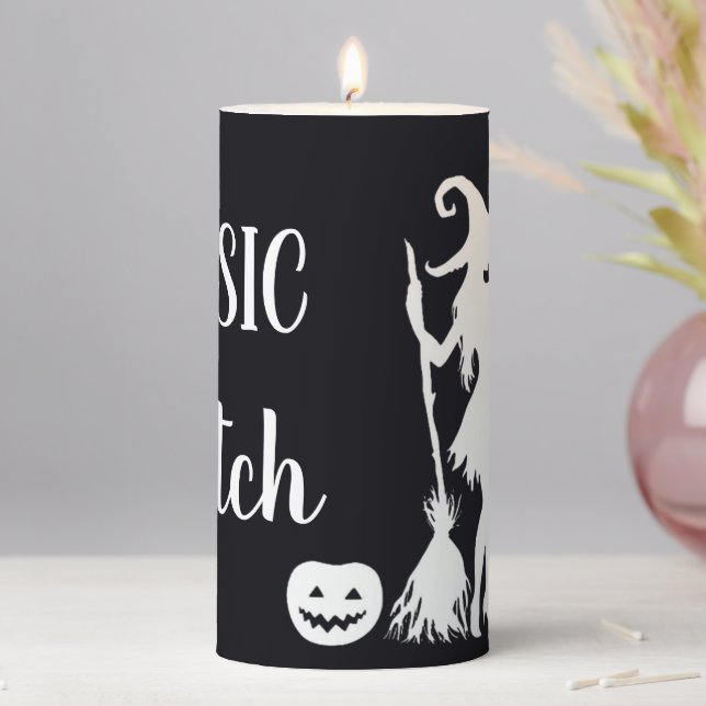 Custom BASIC WITCH w Cat Funny Gift Cool Aesthetic Pillar Candle (In Situ)