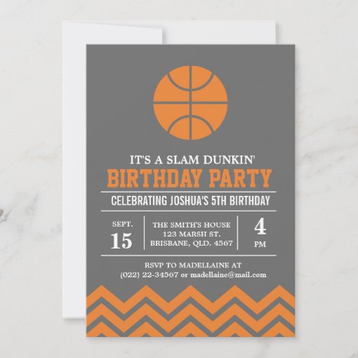 Custom Basketbal Birthday Party Invitation For Boy | Zazzle