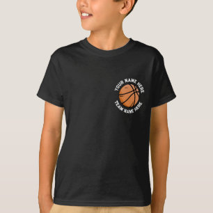 Custom Basketball Add Your Name back & front Black T-Shirt