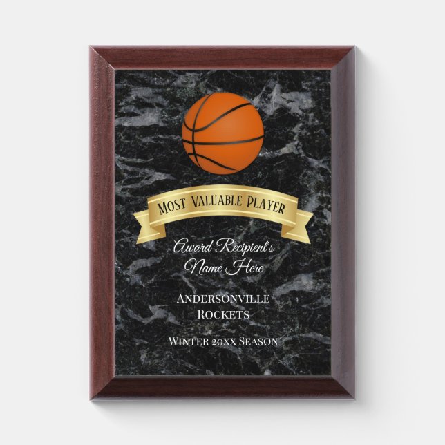 Custom Basketball Award MVP Personalized Team Plaque (Vertical)