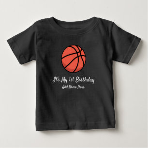Custom basketball ball First Year Birthday 1 year  Baby T-Shirt