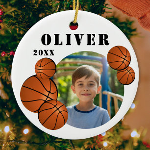 Custom Basketball Ball Sports Photo Ceramic Ornament