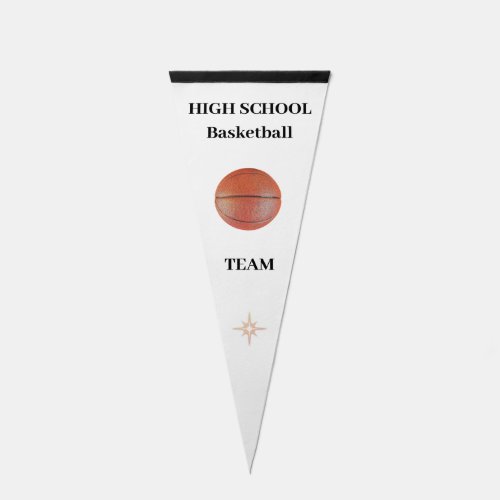 Custom Basketball Ball  Text on White Pennant Flag