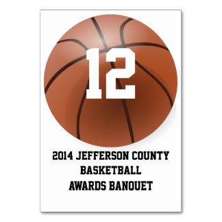 Custom Basketball Banquet Table Number Card
