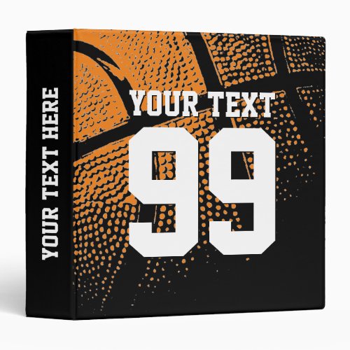 Custom basketball binder with sports jersey number