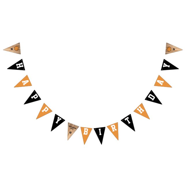 Custom Basketball Birthday Party Bunting Flags (All)