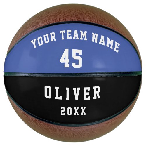 Custom Basketball Blue Player Team Name Number - Custom Basketball Blue with Player Team Name Number. Modern and simple design in dark blue and black colors. The text is in white color. Personalize it with your team name, player`s number, player`s name and year. A great keepsake to remember your favorite sport and a perfect gift for a basketball player, teammates, coach, your friends and family.