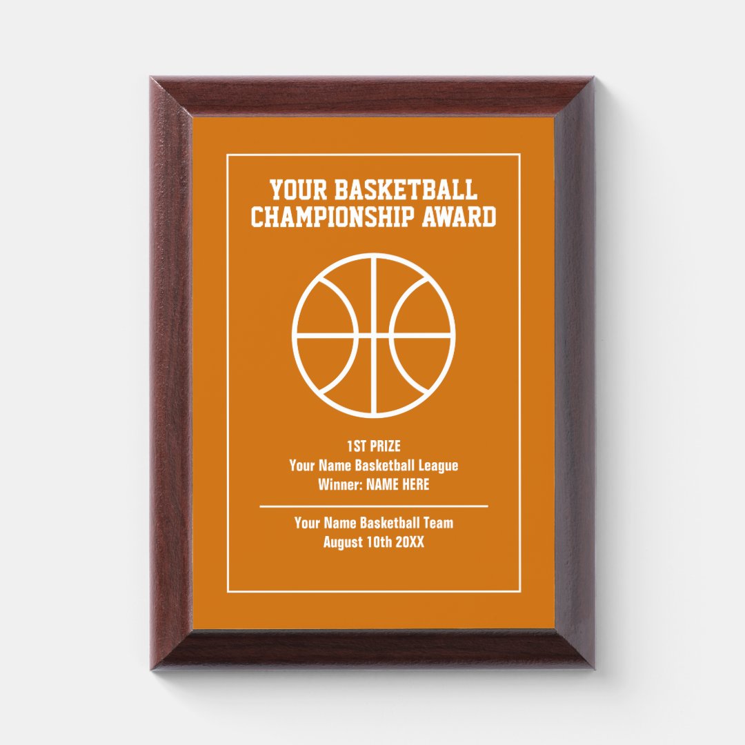 Custom Basketball Championship Sports Trophy Award Plaque | Zazzle