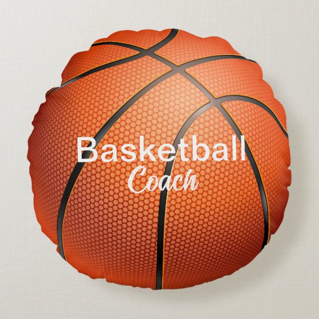 Custom Basketball Coach Keepsake Round Pillow (Front)