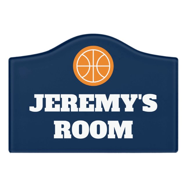 Custom basketball door sign for kid's bedroom (Small Crest Front)