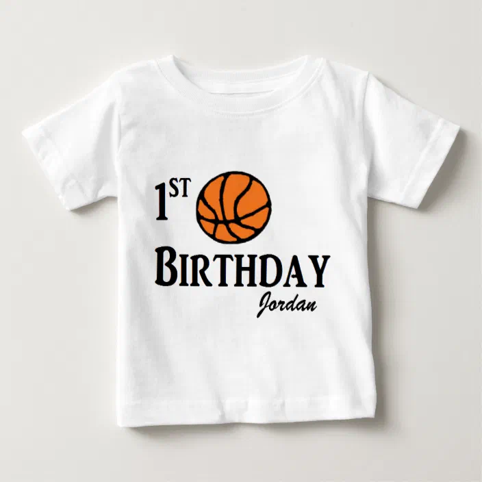 First 1st Birthday Basketball Shirt and Bib Custom 1st Birthday Bib Any AgeColors Basketball 1st Birthday Bodysuit