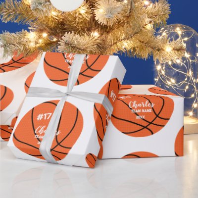 Custom Basketball Gift Wrap with Name &amp; Number