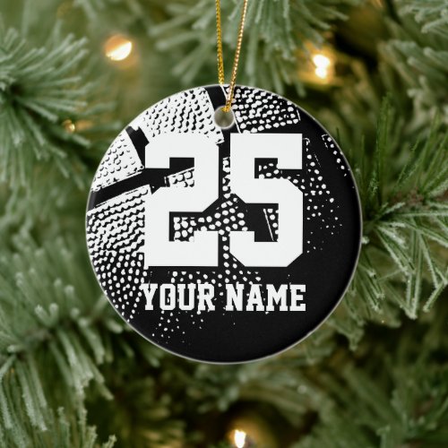 Custom basketball jersey number Christmas tree Ceramic Ornament