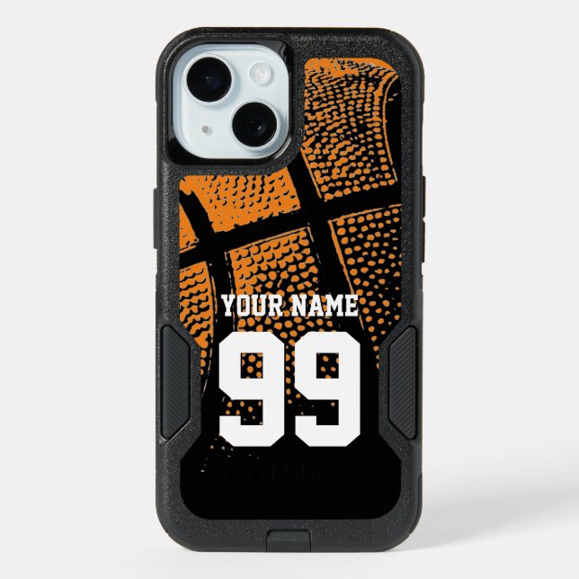 Custom basketball jersey number cool Otterbox iPhone 15 Case (Back)