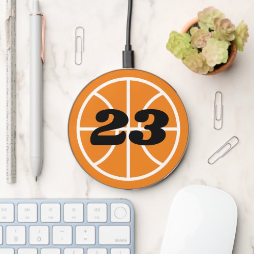 Custom basketball jersey number wireless charger