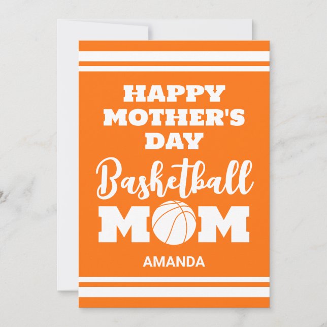 Custom Basketball Mom Mother's Day Photo Flat Card (Front)
