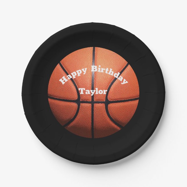 Custom Basketball Name Paper Plates (Front)