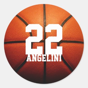 Custom Basketball Numbers Classic Round Sticker by Art1900 at Zazzle