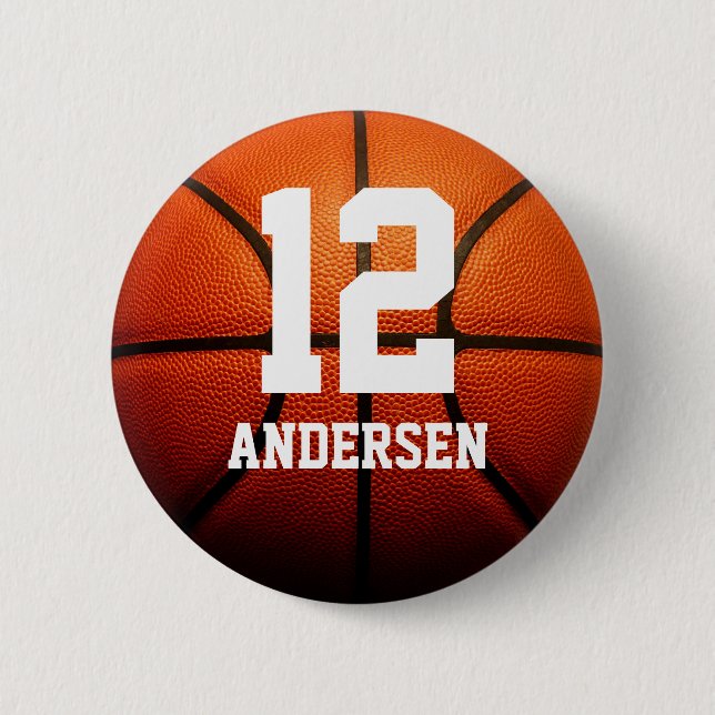 Custom Basketball Numbers Pinback Button (Front)