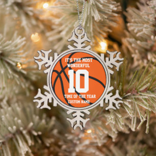 Custom Basketball Ornament - Name Number Snowflake