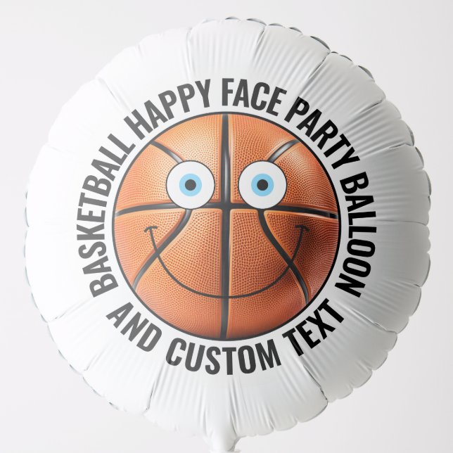 Custom Basketball Party BLUE EYES Happy Face 22" Balloon (Front)