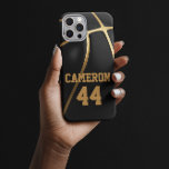 Custom Basketball Phone Case Personalized Name<br><div class="desc">Protect your phone in style while repping your love for basketball with this sleek, personalized phone case. Featuring a black basketball design with rich gold lines, this custom case adds a bold, athletic vibe to your everyday tech. Add your name and jersey number to make it uniquely yours — perfect...</div>