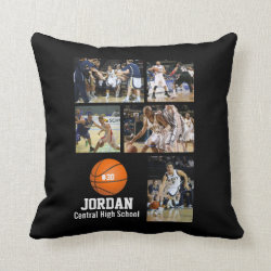 Custom Basketball Photo Collage Name Team Number Throw Pillow