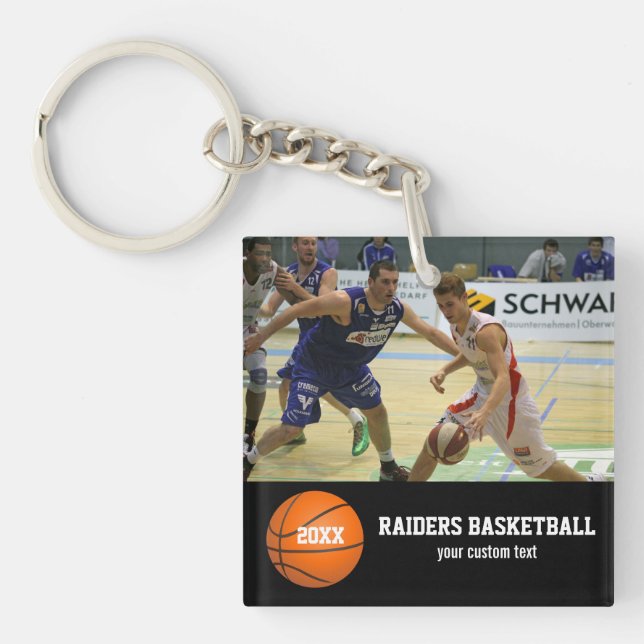 Custom Basketball Photos Player Team Name Year Keychain (Front)