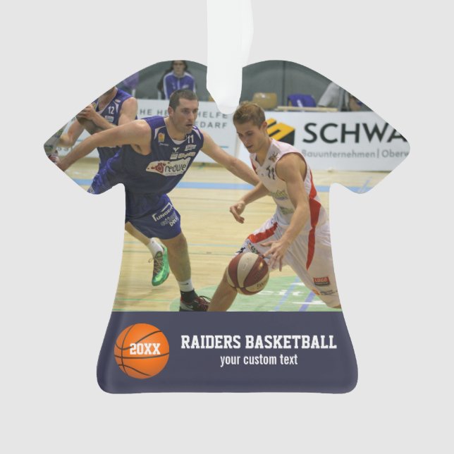 Custom Basketball Photos Player Team Name Year Ornament (Front)