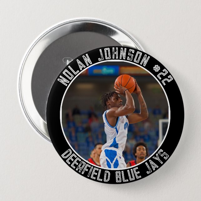 Custom Basketball Player School Mascot game day Button (Front & Back)