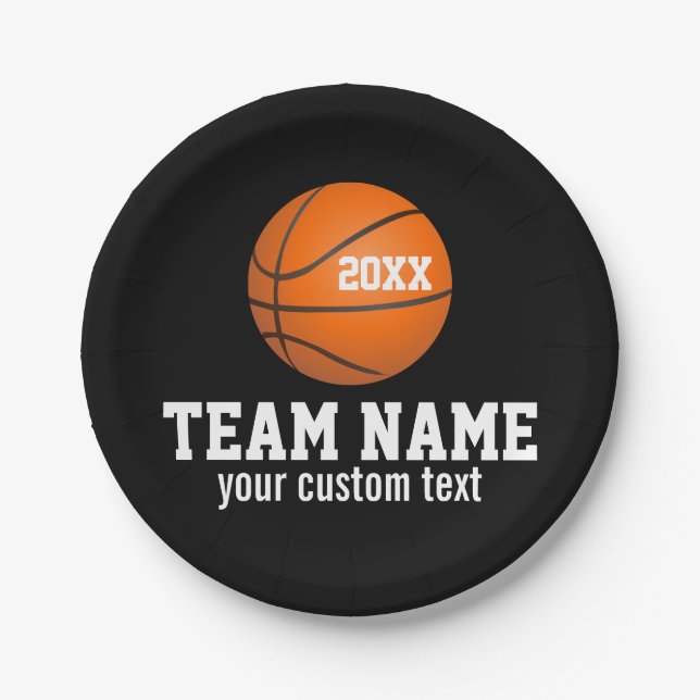 Custom Basketball Player & Team Name Jersey # Year Paper Plates (Front)