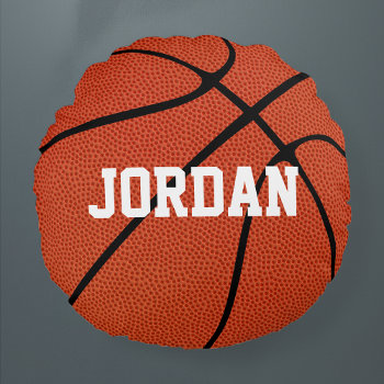 Custom Basketball Round Throw Pillow by SoccerMomsDepot at Zazzle