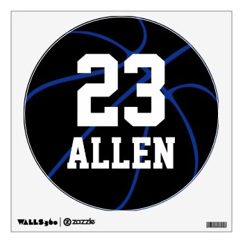 Custom Basketball Round Wall Decal (blue) by SoccerMomsDepot at Zazzle